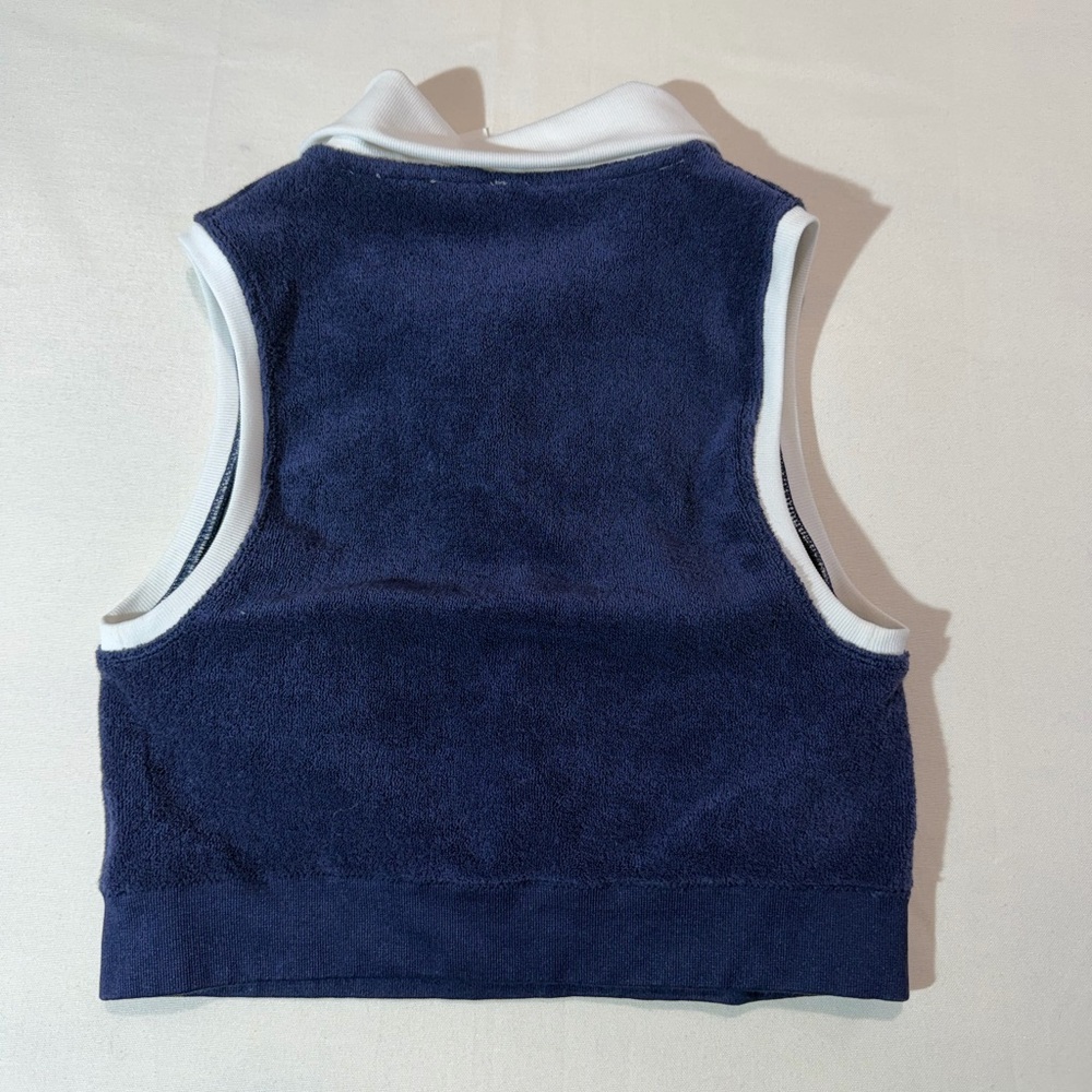OFFLINE by Aerie Terry Cloth Polo Crop Top Navy Blue Sz M Athleisure Tennis Core - Picture 2 of 7